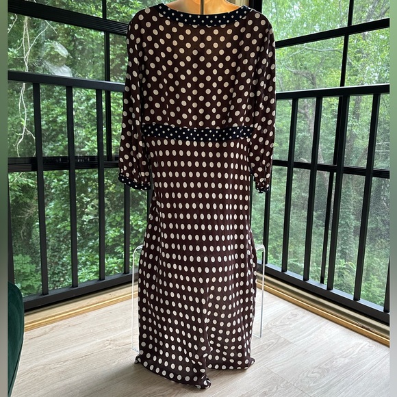 Boden Brown and White Polka Dotted Dress ~ marked size 16R comparable to US 12 - Picture 3 of 10